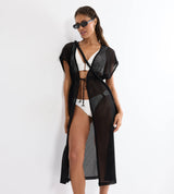 BEACH MYWEAR CROCHET KIMONO - BLACK