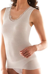 LIABEL 05321 G1026 CANOTTA SPALLA LARGA DONNA LANA E COTONE CON PIZZO