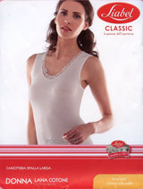 LIABEL 05321 G1026 CANOTTA SPALLA LARGA DONNA LANA E COTONE CON PIZZO