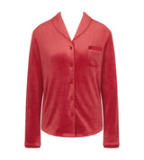 TRIUMPH PIGIAMA COMPLETO MIX & MATCH VELOUR BOYFRIEND TOP + TROUSERS RED