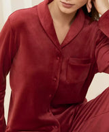 TRIUMPH PIGIAMA COMPLETO MIX & MATCH VELOUR BOYFRIEND TOP + TROUSERS RED