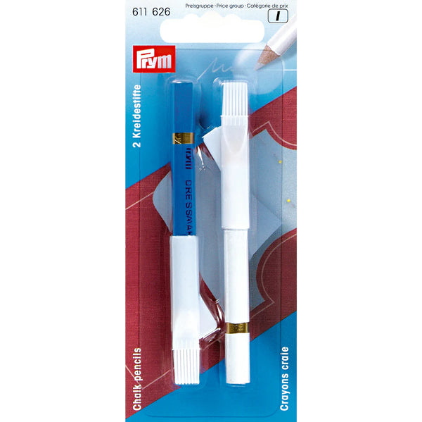611626 Prym - Matite in gesso con spazzola bianco/blu - 2 pezzi