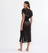 BEACH MYWEAR CROCHET KIMONO - BLACK