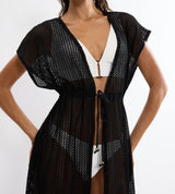 BEACH MYWEAR CROCHET KIMONO - BLACK