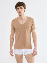 SLG- BASE V NECK SHIRT - BROWN