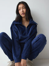 VELOUR RIB TROUSERS + VELOUR RIB SWEATER  - BLU 00XF