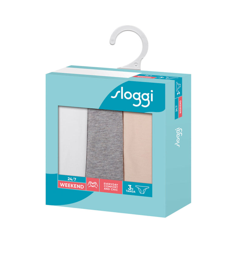 sloggi 24/7 Weekend Tanga C3P WHITE - LIGHT COMBINATION