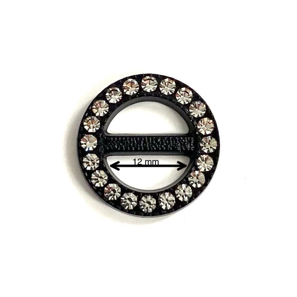 FIBBIA TONDA NERO CON STRASS SWAROVSKI CRYSTAL