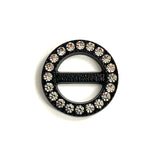FIBBIA TONDA NERO CON STRASS SWAROVSKI CRYSTAL