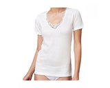 NOTTINGHAM TM18W MAGLIA MEZZA MANICA LANA E COTONE CON PIZZO