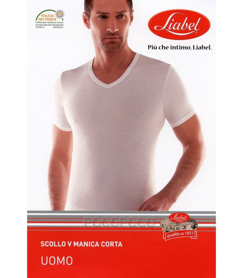 LIABEL 05321 53  MAGLIA LANA E COTONE MEZZA MANICA CON SCOLLO A V