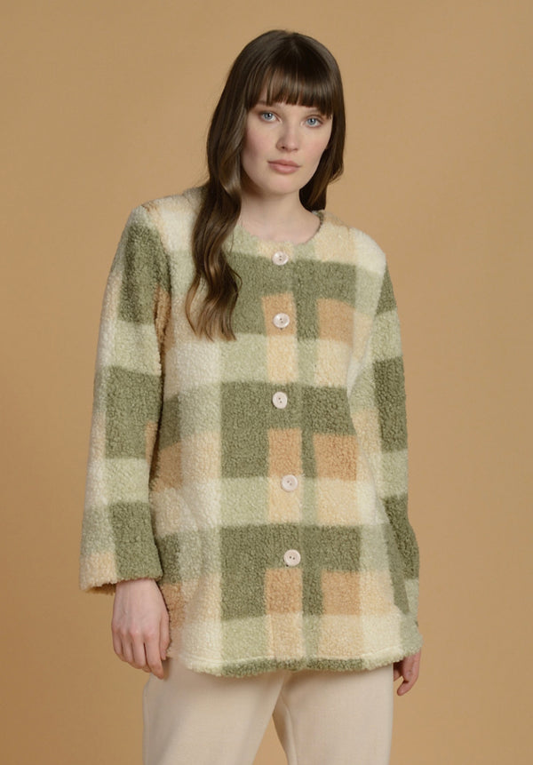 MANUELA VESTAGLIA DONNA 1779 PILE  BOUCLÈ PISTACCHIO