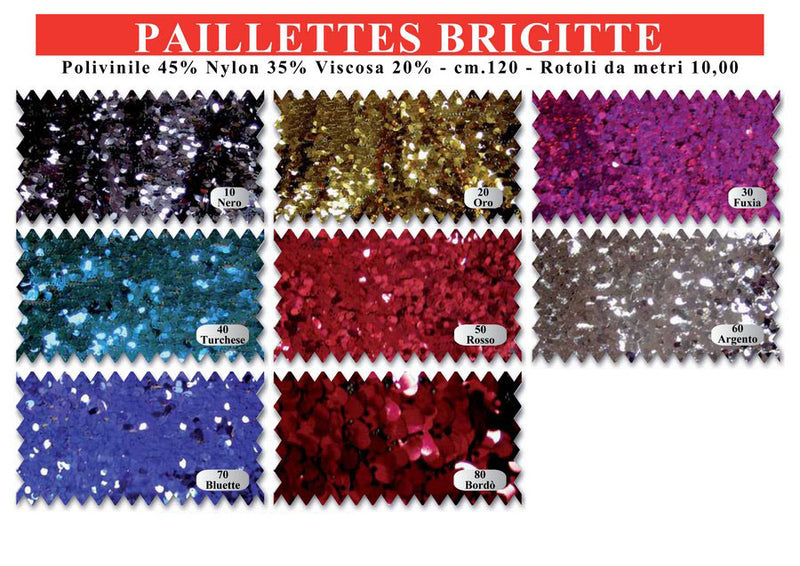 Tessuto Paillettes Brigitte - taglio minimo o multipli da 25 x 120 cm